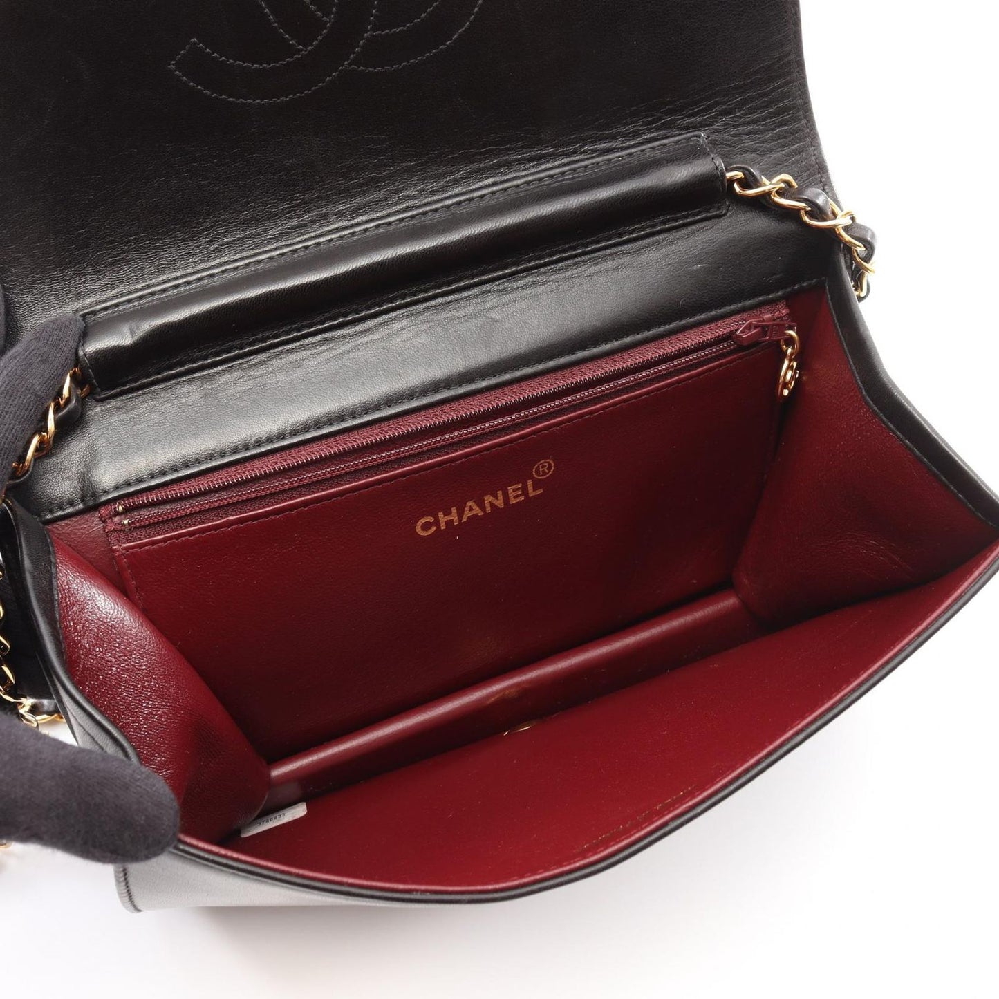 CHANEL Matelassé Single Flap Shoulder Bag in Black Lambskin