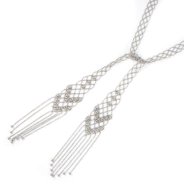 Exquisite Diamond Lariat Necklace in 18K White Gold - 1.46ct