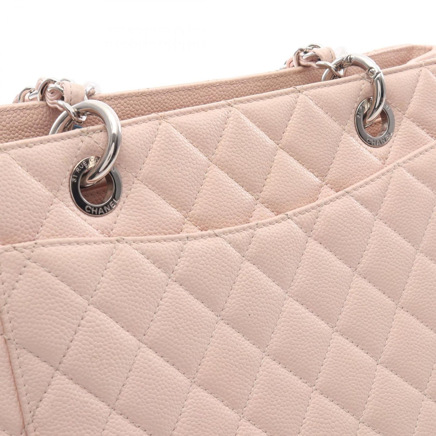 CHANEL Matelassé Grand Shopping Tote in Baby Pink Caviar Skin