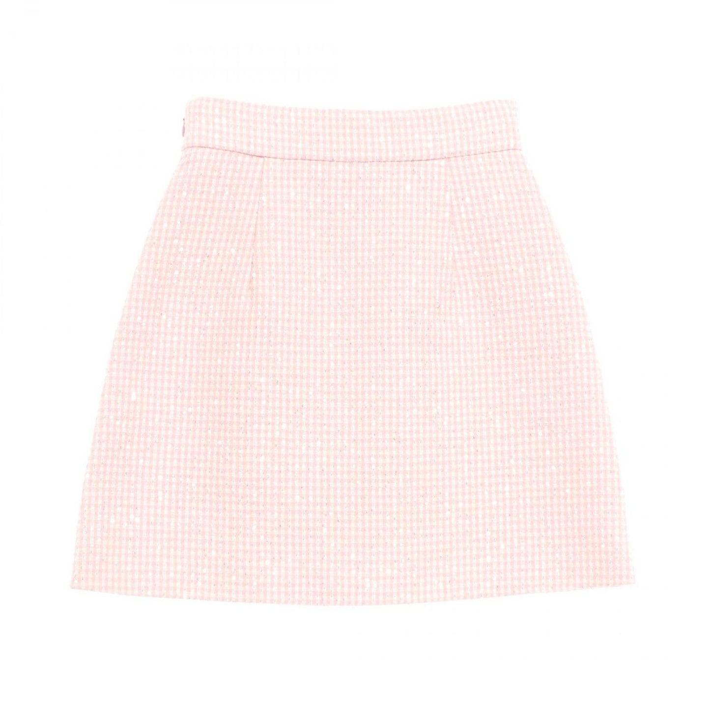 Miu Miu Tweed Skirt in Pink & White - Exquisite Wool Craftsmanship