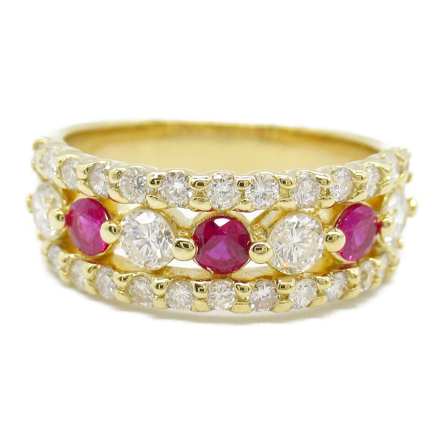 Exquisite Ruby and Diamond Ring in 18K Yellow Gold