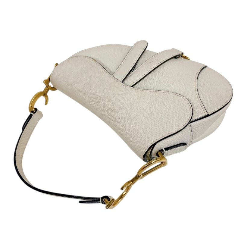 Christian Dior Saddle Mini Bag - White & Gold Hardware