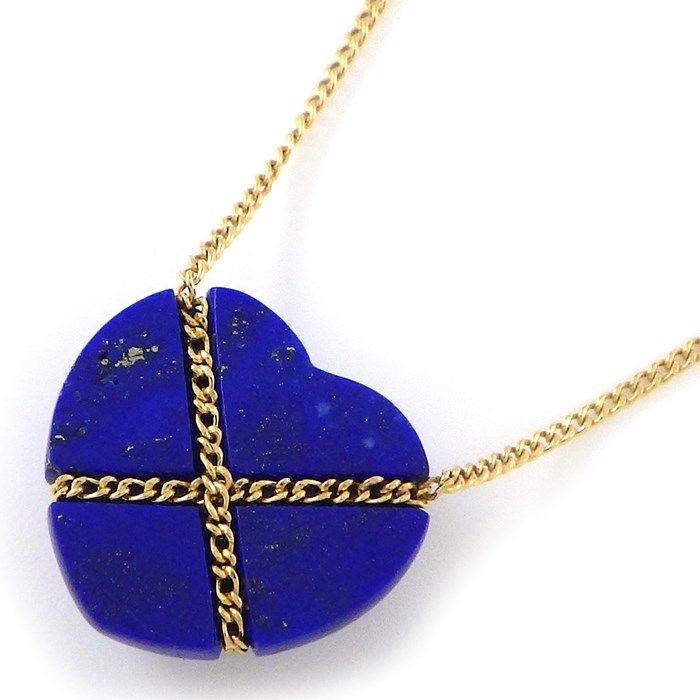 Tiffany & Co. K18YG Lapis Lazuli Heart Cross Necklace