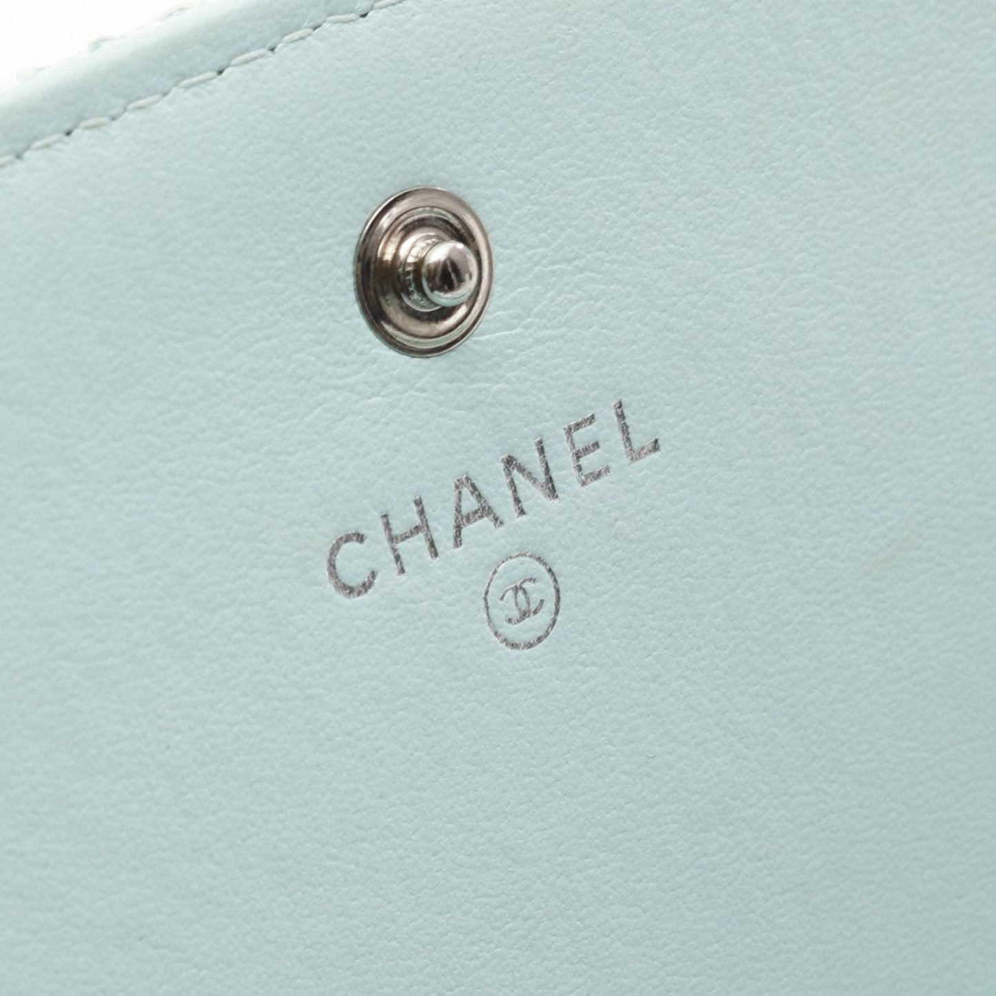 CHANEL Deauville Two-Fold Long Wallet in Light Blue Leather