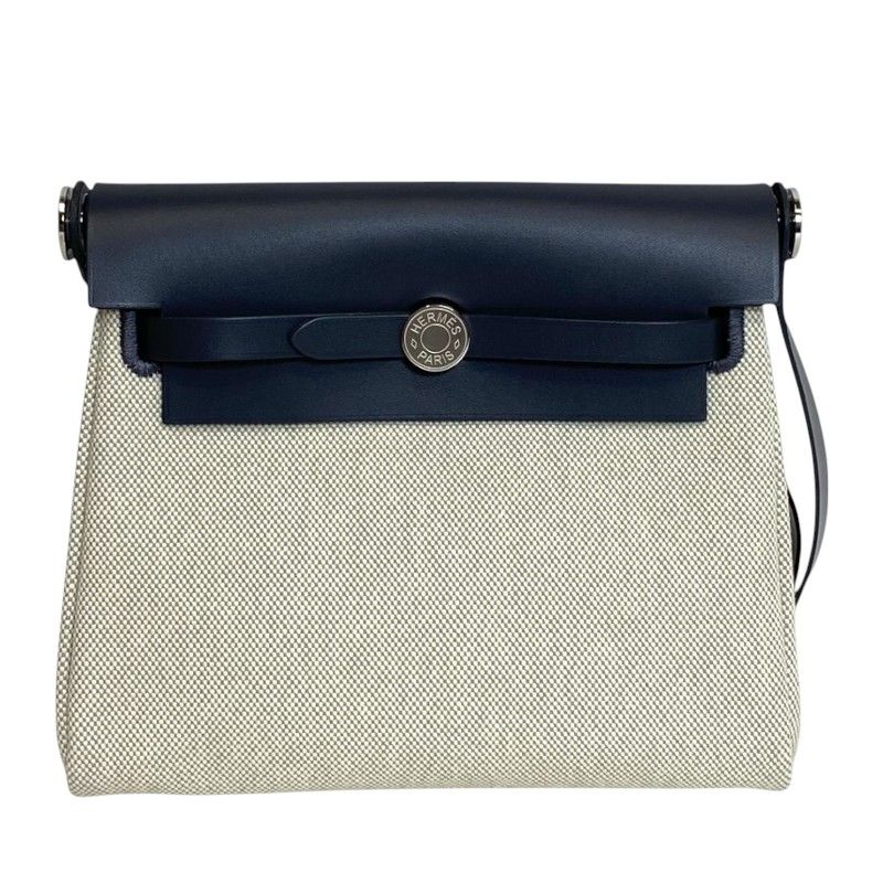 HERMES Émile Mini Zip Bag in Ecru Aldoise with Silver Hardware
