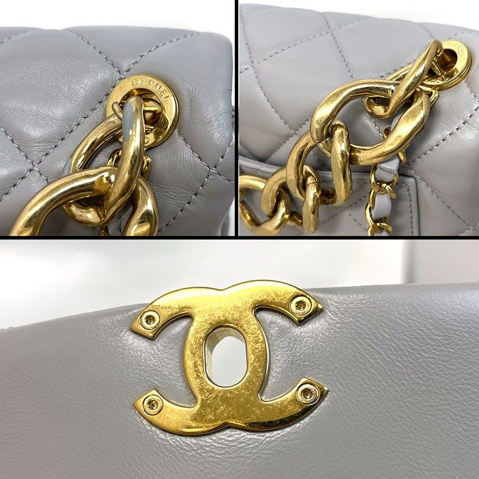 Chanel Métiers d'Art Mini Handle Chain Bag in Grey Lambskin