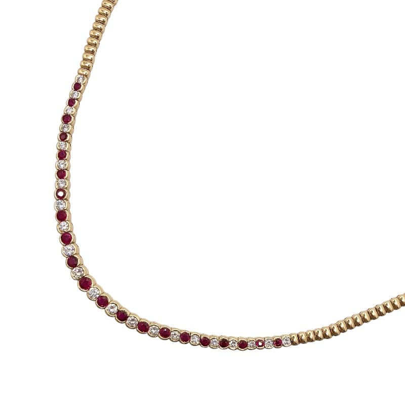 Exquisite K18 Yellow Gold Ruby Necklace - Timeless Elegance