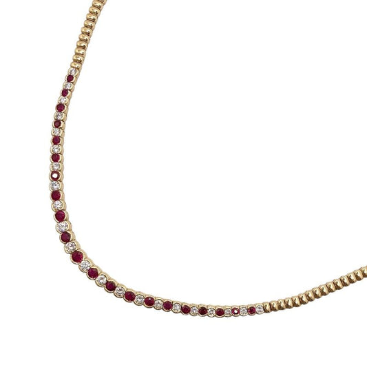 Exquisite K18 Yellow Gold Ruby Necklace - Timeless Elegance