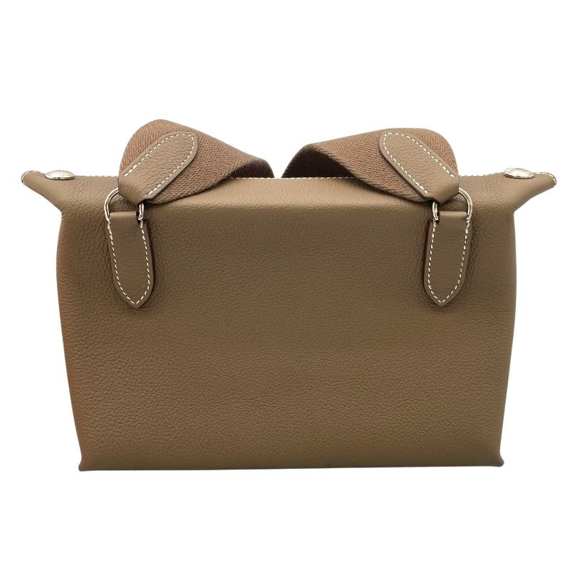 HERMES Vidpoche U Stamp Etoupe Togo Leather Shoulder Bag