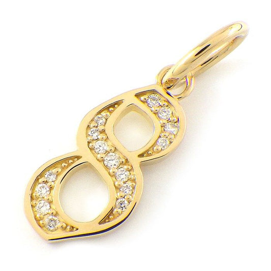 Exquisite Diamond Pendant in 18K Yellow Gold - Number 8 Motif