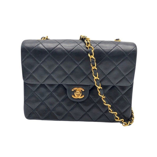 CHANEL Matelassé Chain Shoulder Bag in Black with Gold Hardware
