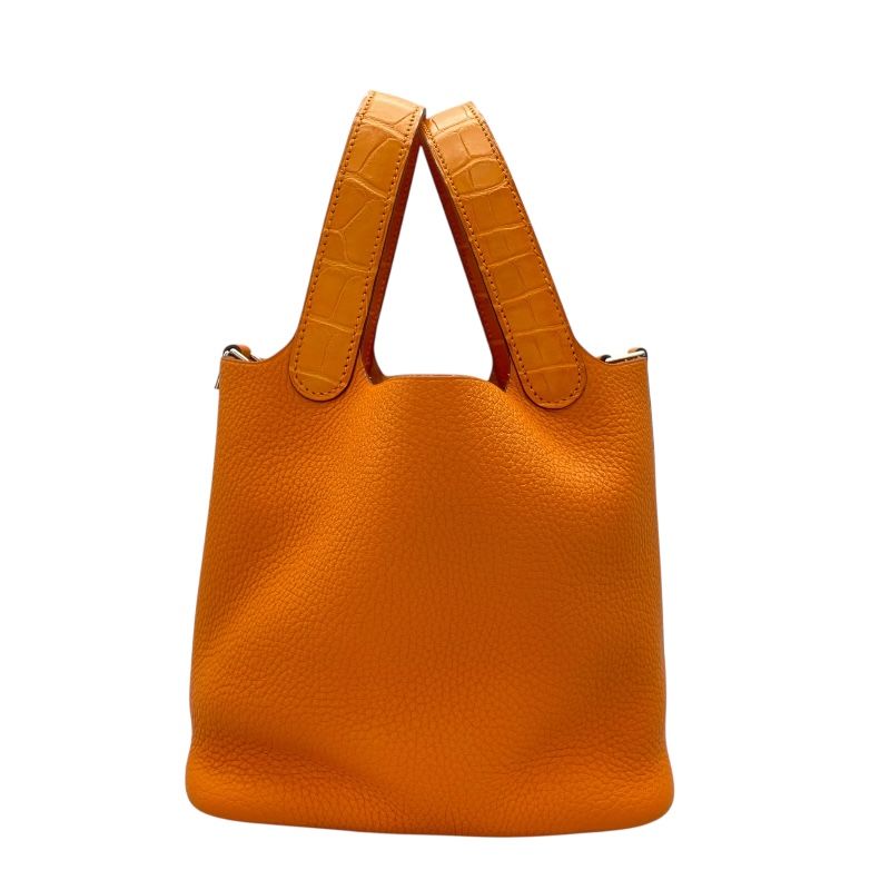 HERMES Picotin Lock PM Touch Orange with Silver Hardware