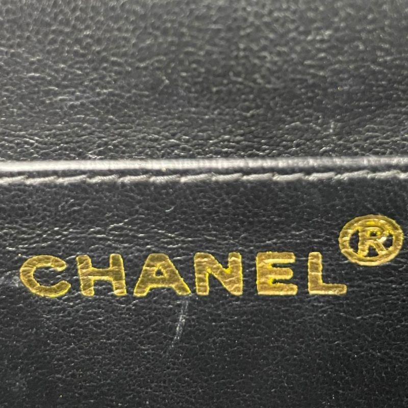 CHANEL Black Caviar Skin Chain Shoulder Bag with Gold Hardware