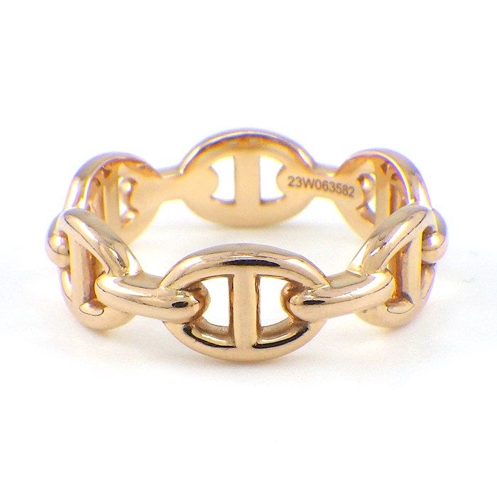 HERMES Chaine d'Ancre PM Ring in K18 Pink Gold - Size 11