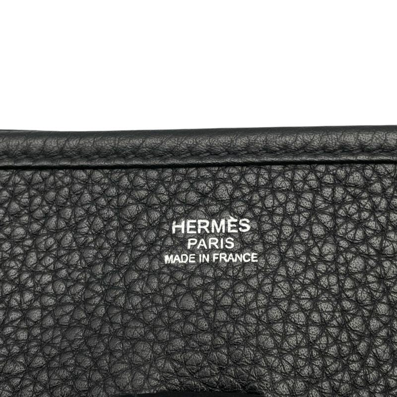 HERMES Evelyne 1 PM Black Togo Leather Shoulder Bag with Silver Hardware