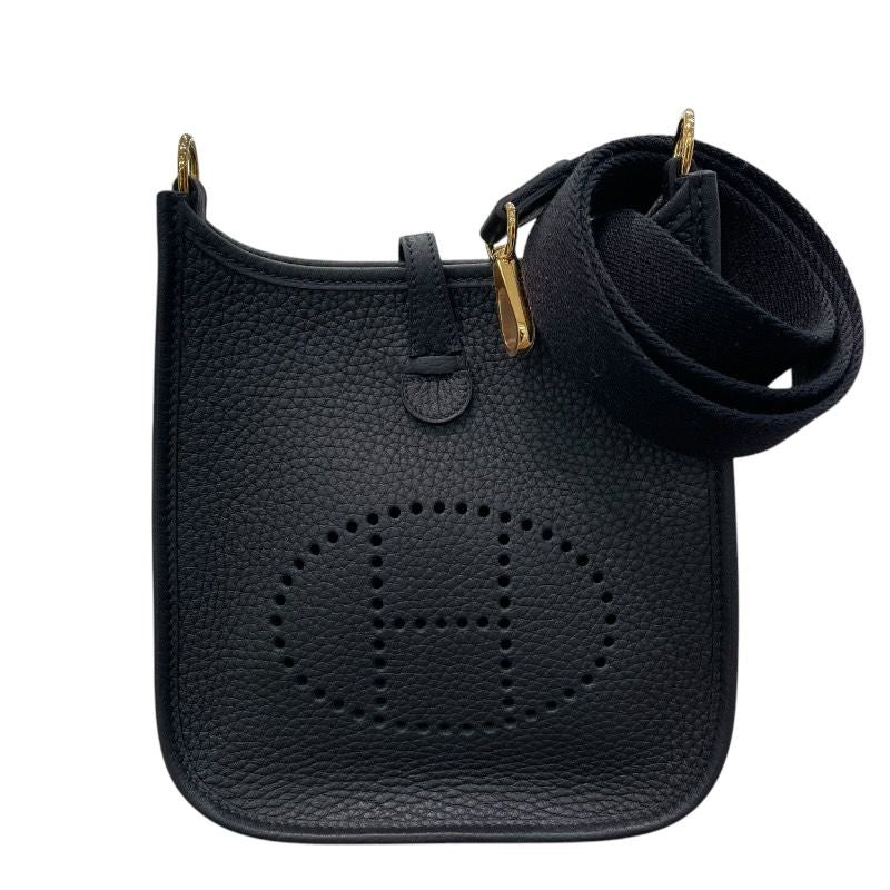 HERMES Evelyne TPM Black Togo Leather Shoulder Bag with Gold Hardware
