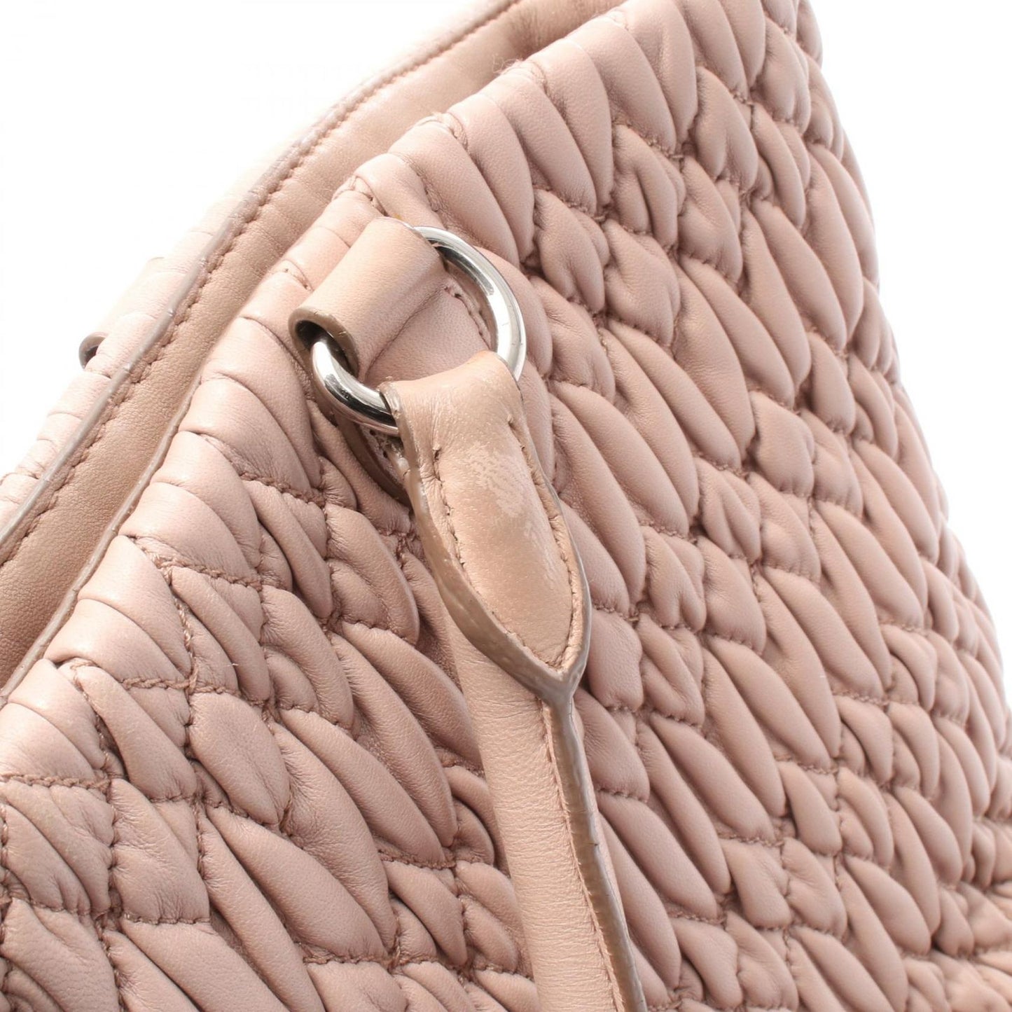 Miu Miu Nappa Crystal Matelassé Handbag in Pink Beige