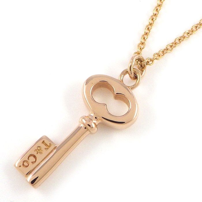 Tiffany & Co. Mini Oval Key Necklace in K18 Pink Gold
