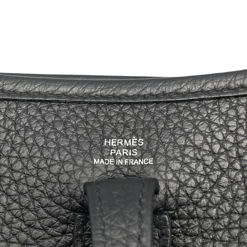 HERMES Evelyne TPM Black Togo Leather Shoulder Bag with Silver Hardware