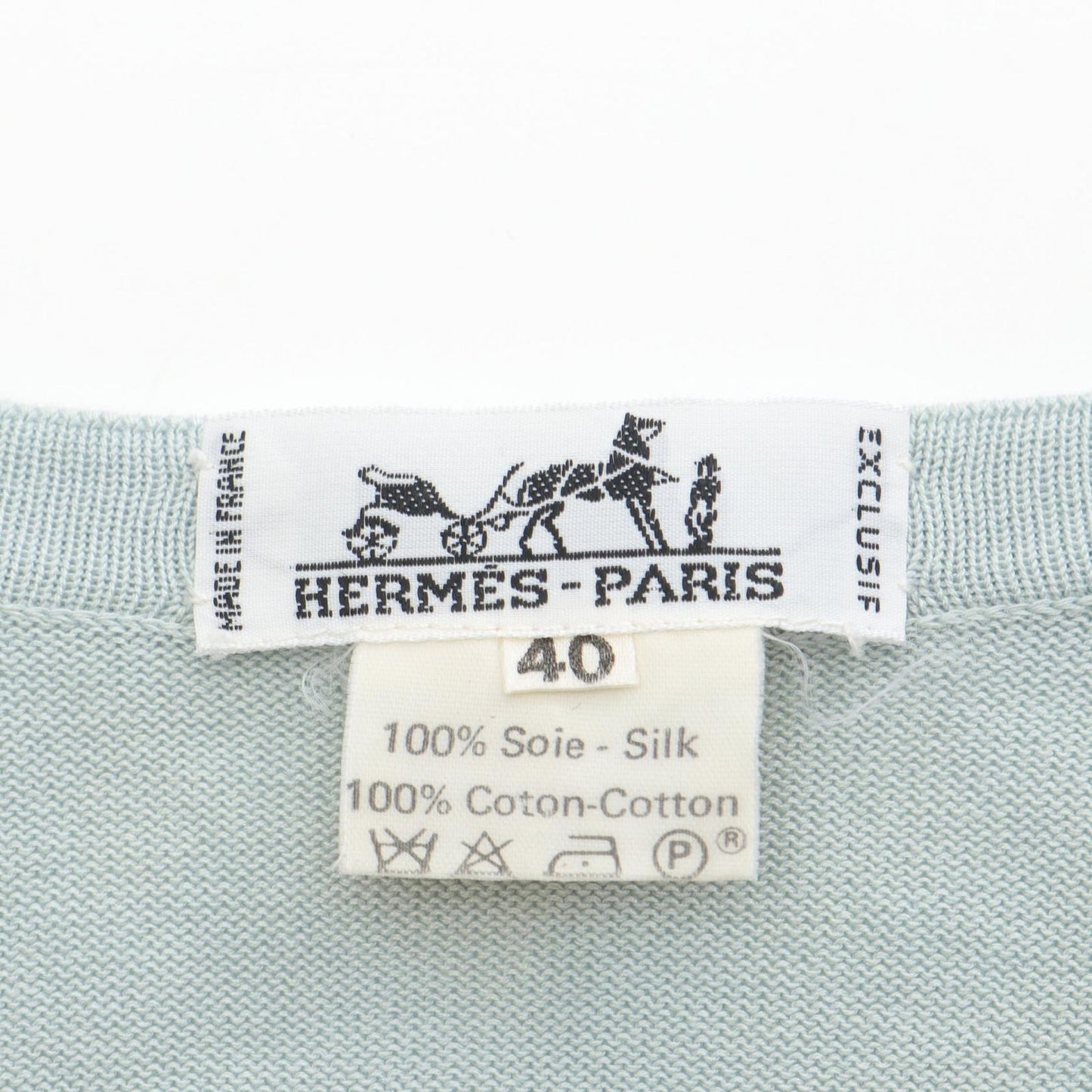 HERMES Silk Cotton Cardigan with Serre Button - Exquisite Blue