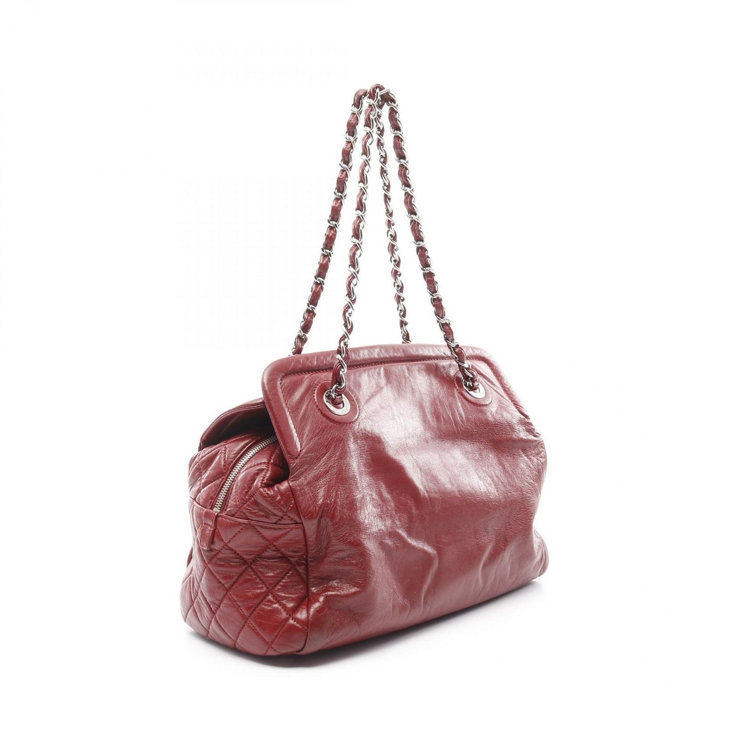 CHANEL Coco Mark Matelassé Shoulder Bag - Red Calfskin