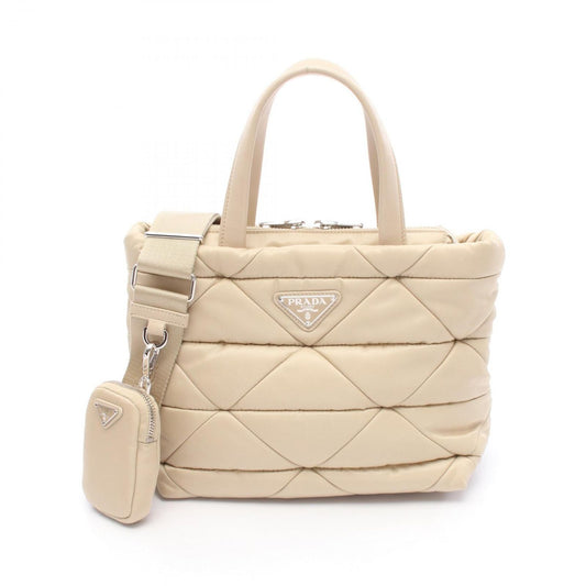 PRADA TESSUTO QUILTIN Re-Nylon Padded Tote Bag - Ivory