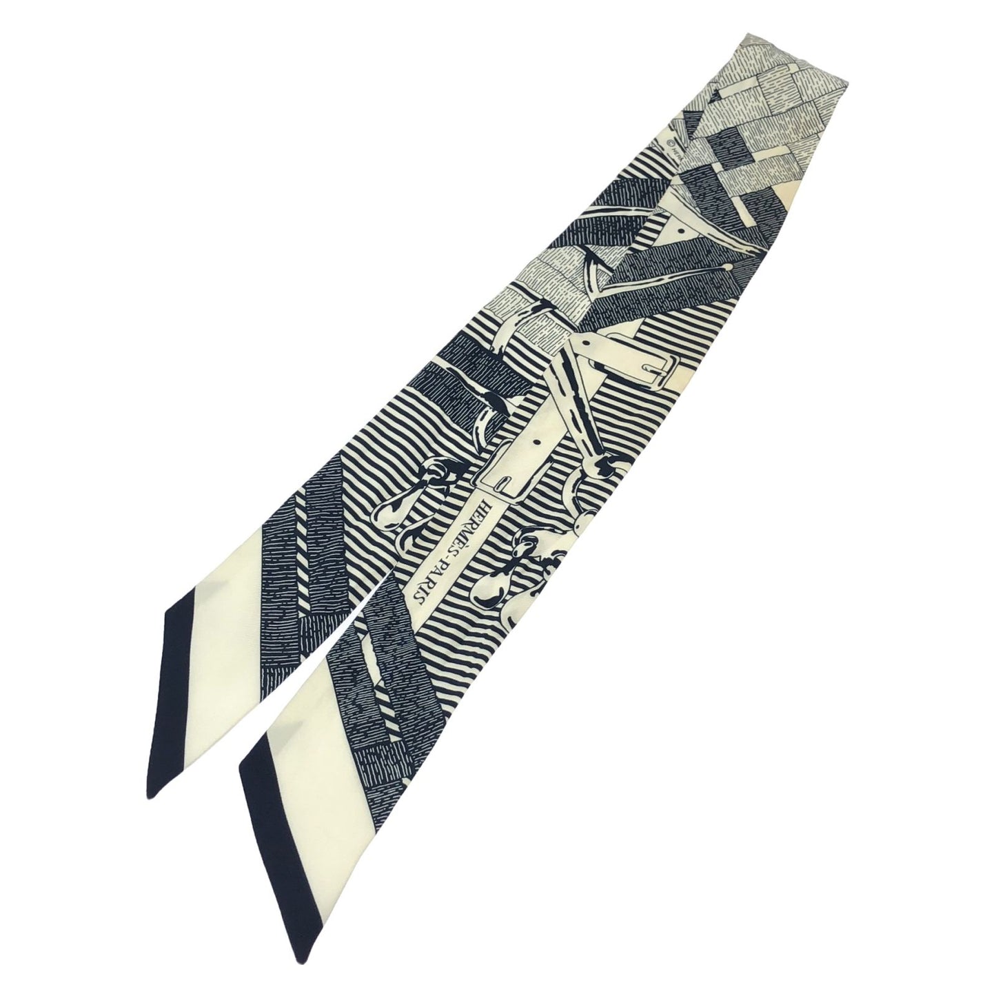 HERMES Twilly Silk Scarf in Navy - Timeless Elegance