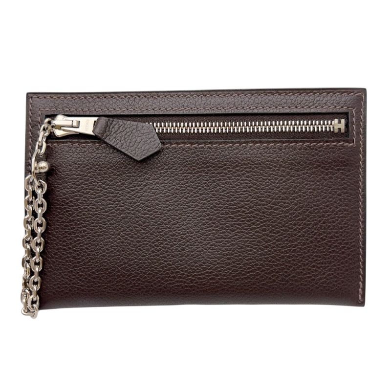 HERMES Zip Zap Porte-Cles ▫L (2008) Chocolat Evercalf Unisex Wallet
