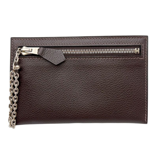 HERMES Zip Zap Porte-Cles ▫L (2008) Chocolat Evercalf Unisex Wallet