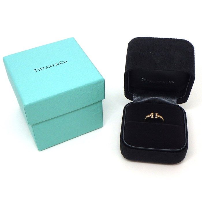 Tiffany & Co. T Wire Ring with Diamond 0.13ct in K18 Pink Gold