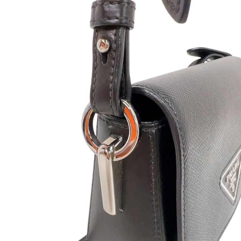 PRADA Saffiano Flap Bag 1BD249 in Black with Silver Hardware