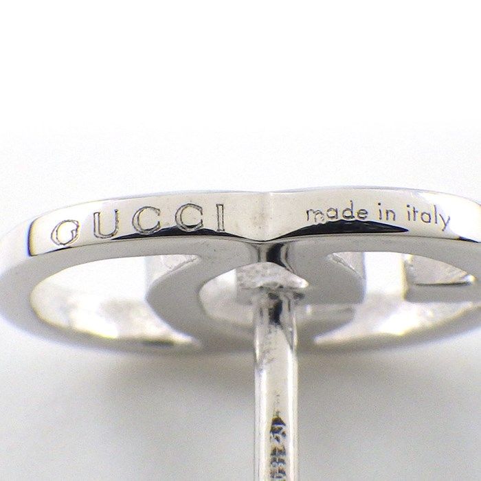 GUCCI GG Logo Stud Earrings in K18 White Gold - Exquisite Craftsmanship