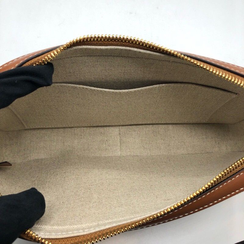 CELINE Triomphe Camera Shoulder Bag in Tan Canvas & Calfskin