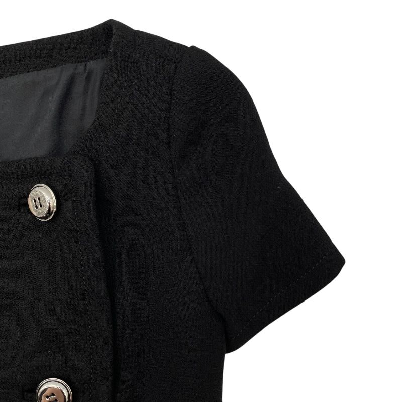 PRADA Metal Button Short Sleeve Dress in Black Wool - Size 36