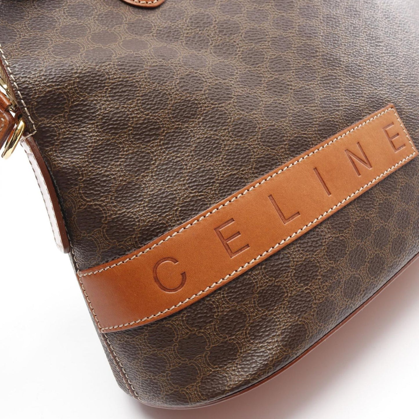 CELINE Macadam Handbag in Dark Brown PVC Coated Canvas