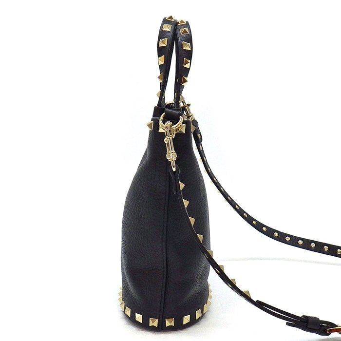 Valentino Rockstud Handbag in Black Grain Calfskin - Timeless Elegance