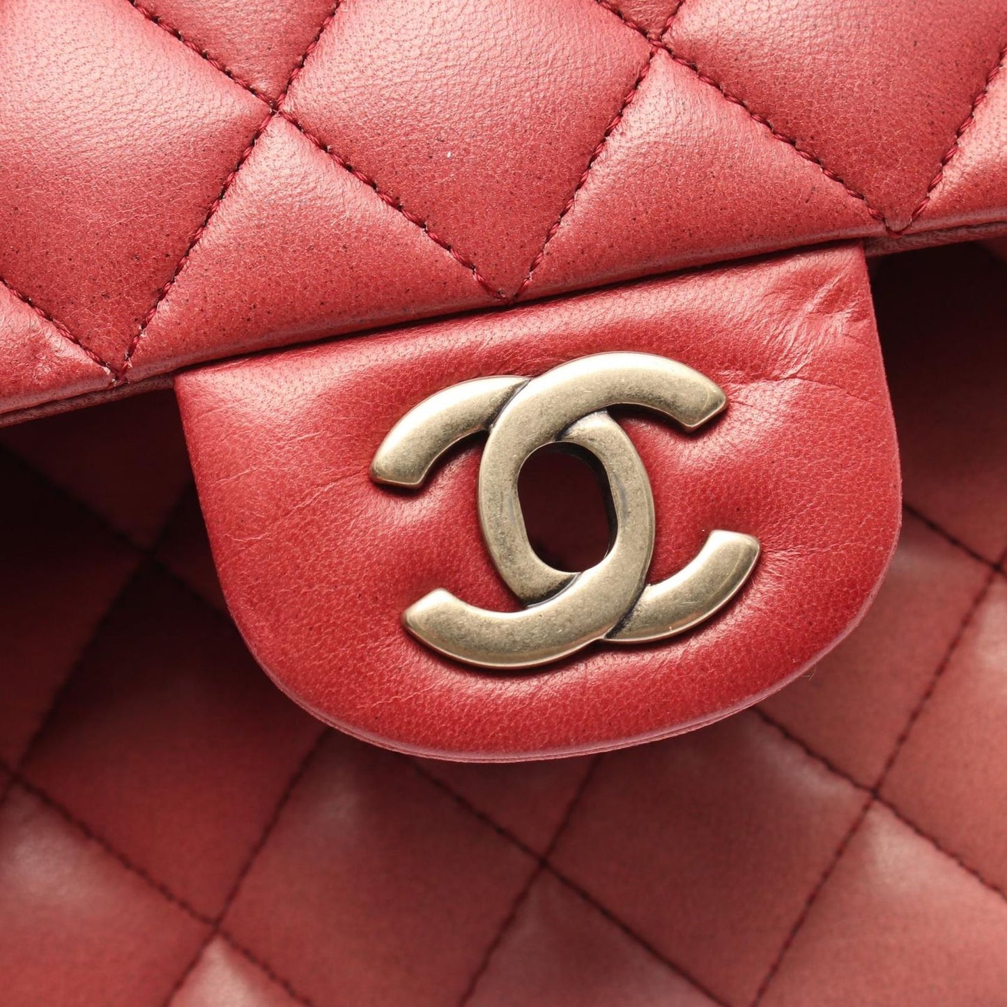 CHANEL Matelassé Double Flap Shoulder Bag in Red Gradient Lambskin