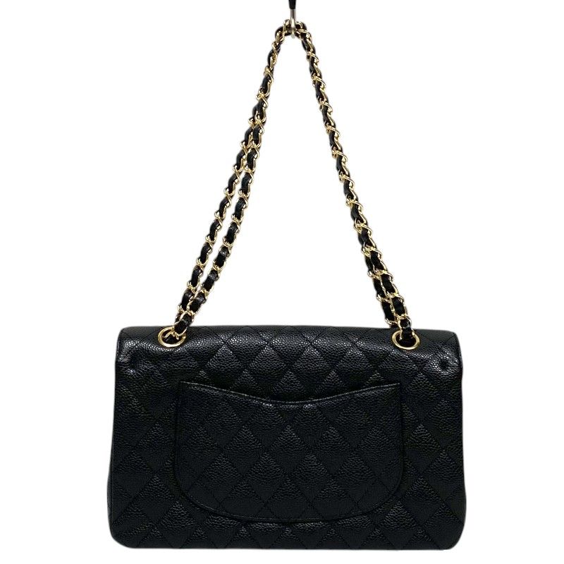 CHANEL Matelassé 25 Black Caviar Skin Shoulder Bag with Gold Hardware