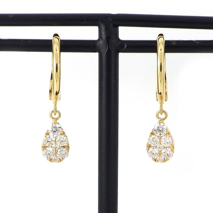 Elegant Diamond Drop Earrings in 18K Yellow Gold - 0.14ct