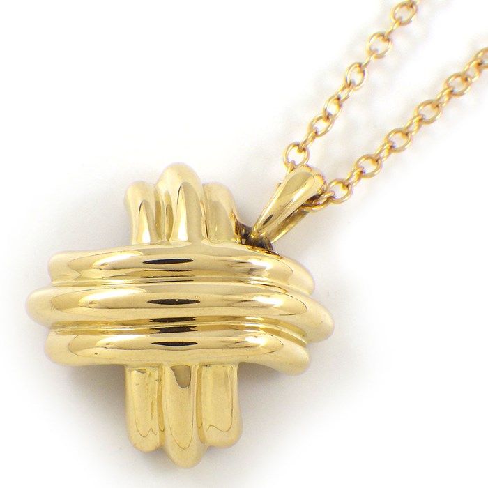 Tiffany & Co. Signature Cross Necklace in K18 Yellow Gold