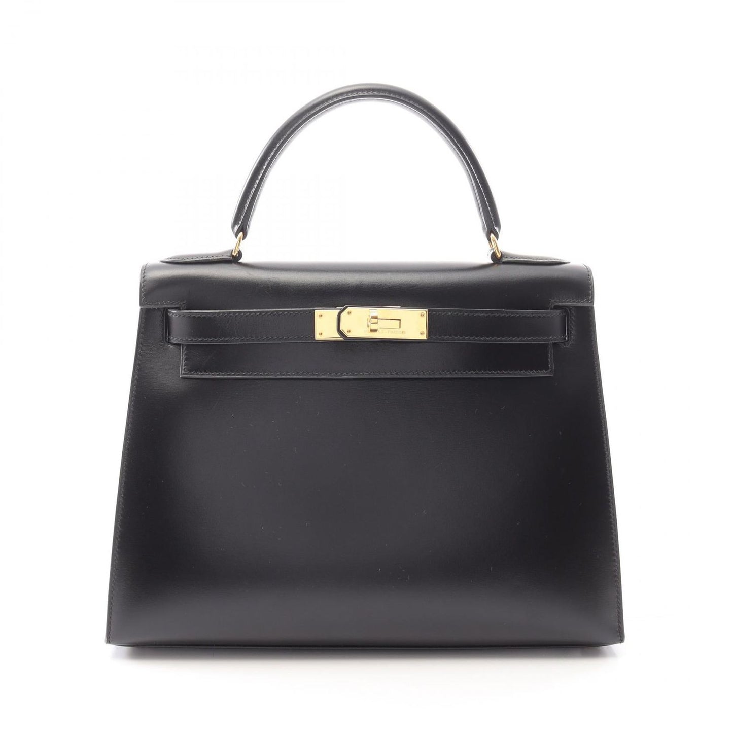 HERMES Kelly 28 Handbag in Black Box Calf - Timeless Elegance
