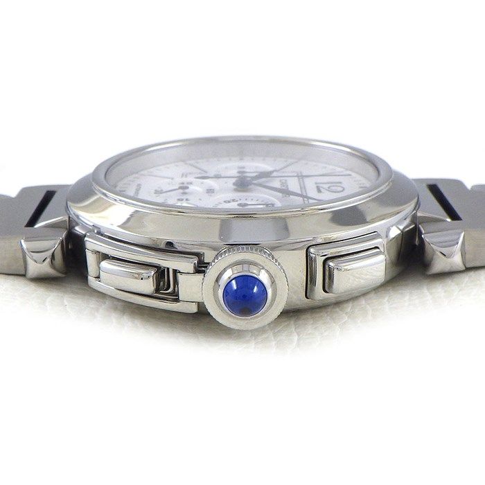 Cartier Pasha W31085M7 Chronograph Watch - White Dial, Stainless Steel
