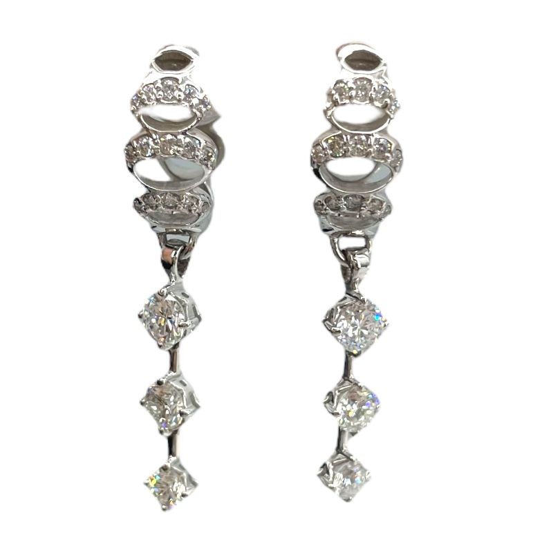Exquisite K18WG & Pt900 Diamond Earrings - 0.4ct Total Weight