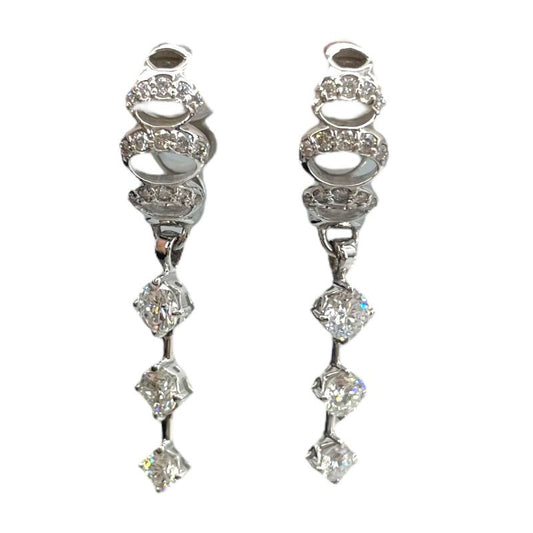 Exquisite K18WG & Pt900 Diamond Earrings - 0.4ct Total Weight