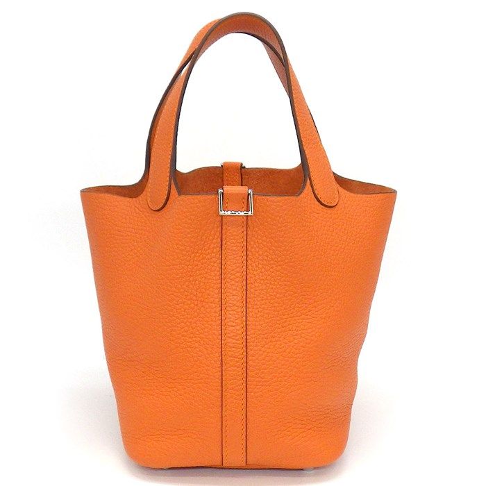 HERMES Picotin Lock PM Handbag in Orange Togo Leather - 2014