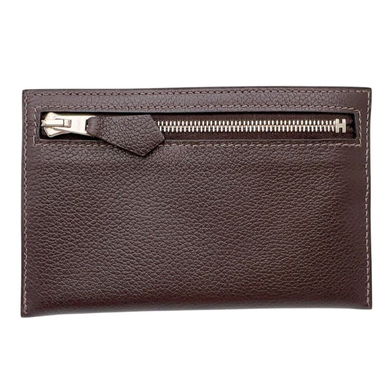 HERMES Zip Zap Porte-Cles ▫L (2008) Chocolat Evercalf Unisex Wallet