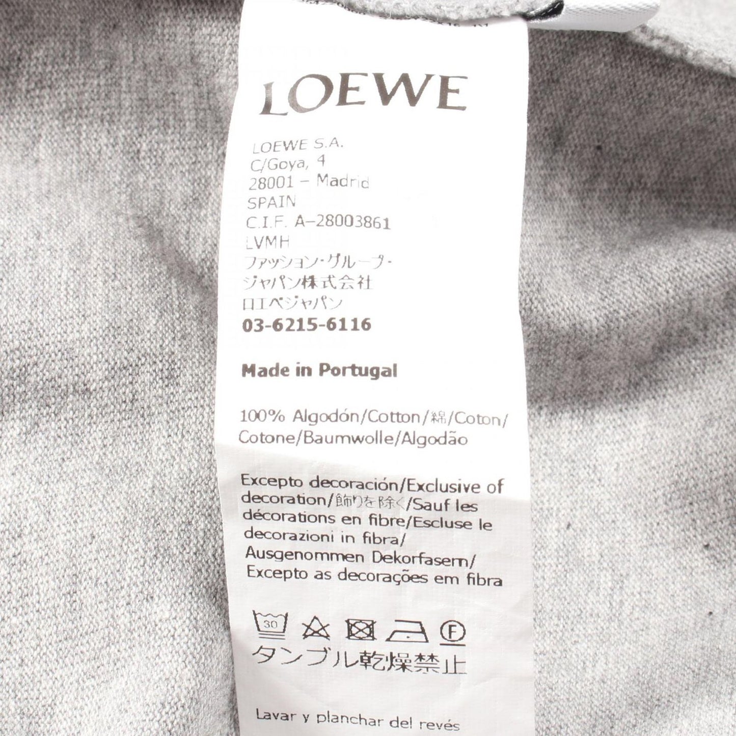 LOEWE Logo Print Cotton T-Shirt in Grey Multicolor - Size XS