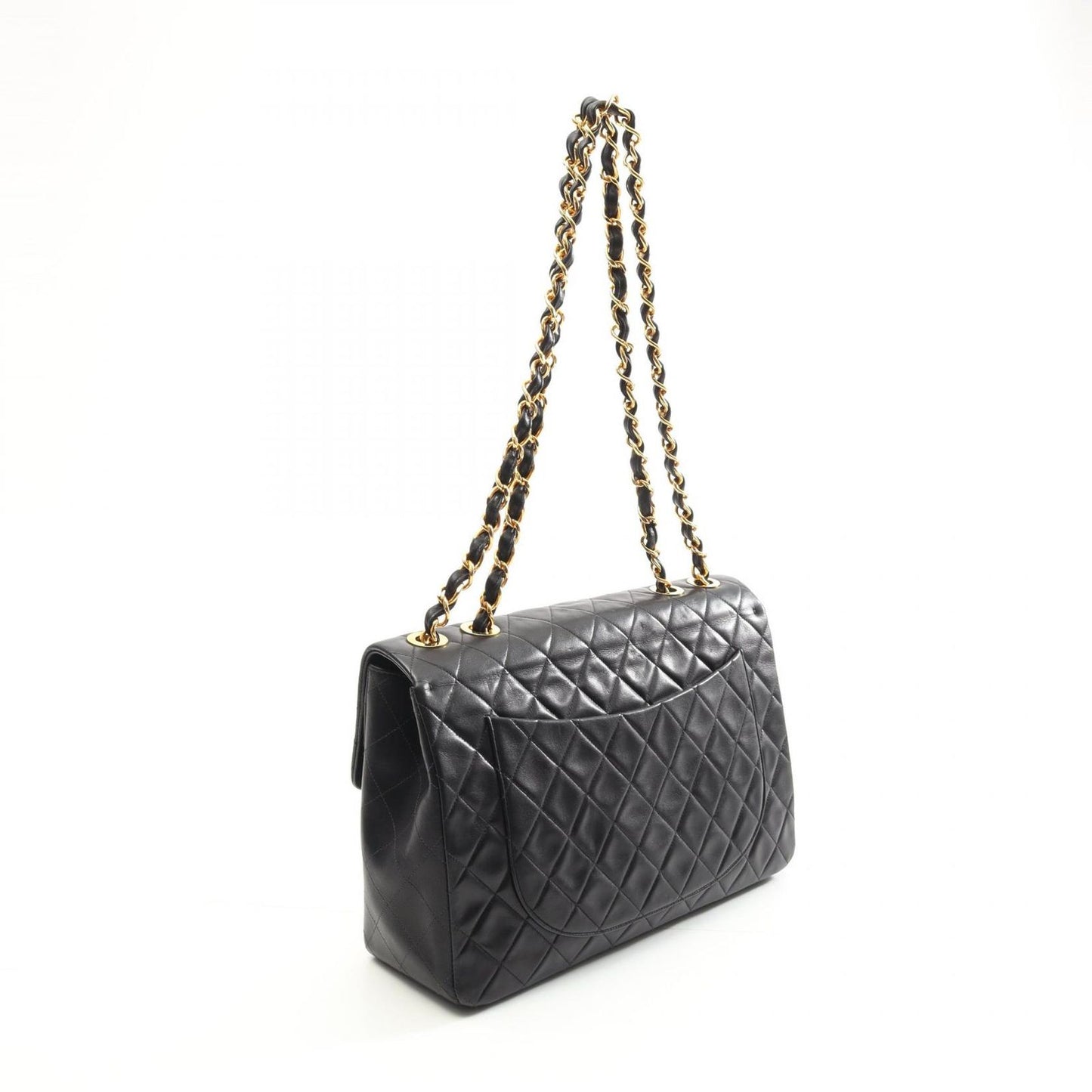 CHANEL De Camellia 34 Shoulder Bag in Black Lambskin