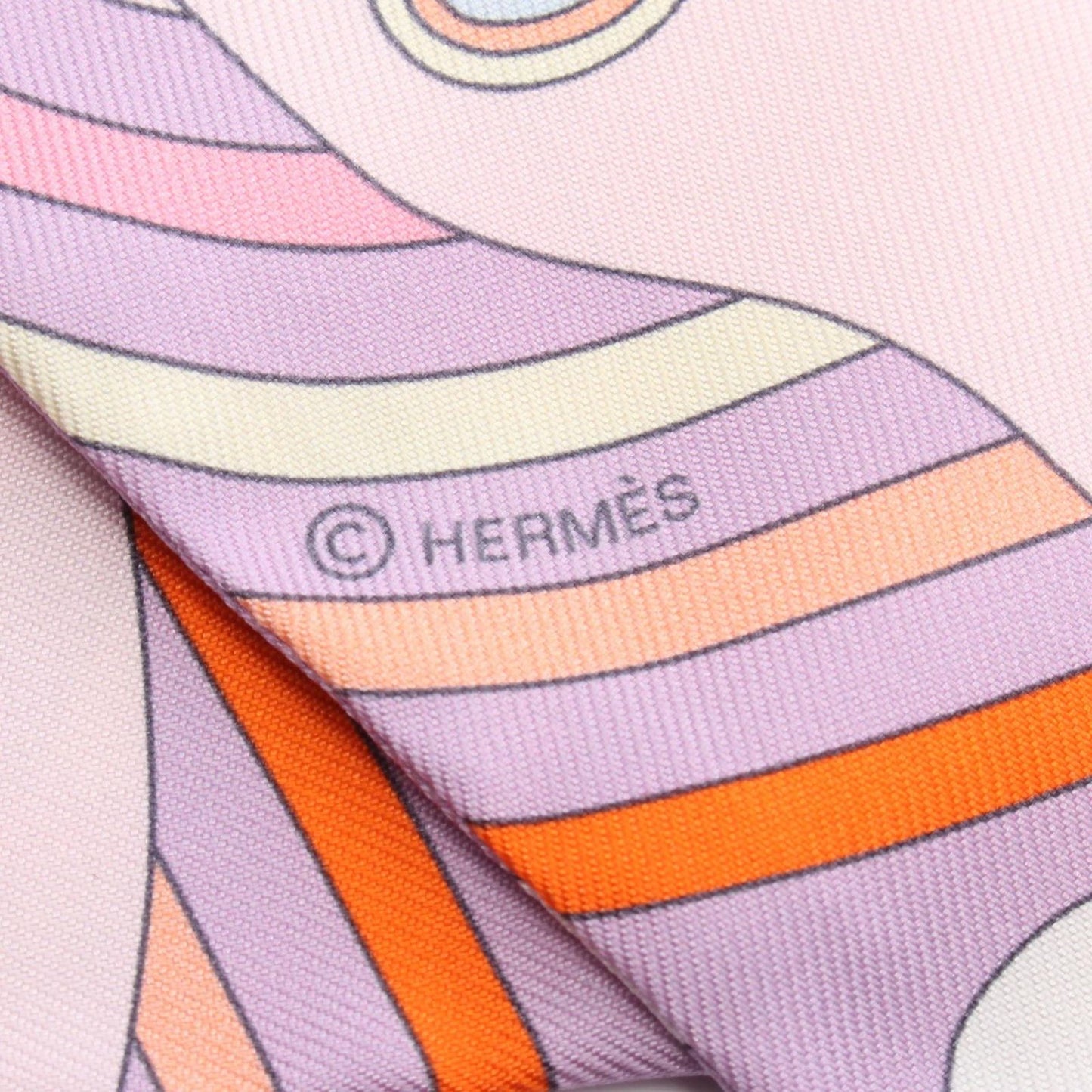 HERMES Carres Volants Twilly Scarf - Unused Silk in Purple
