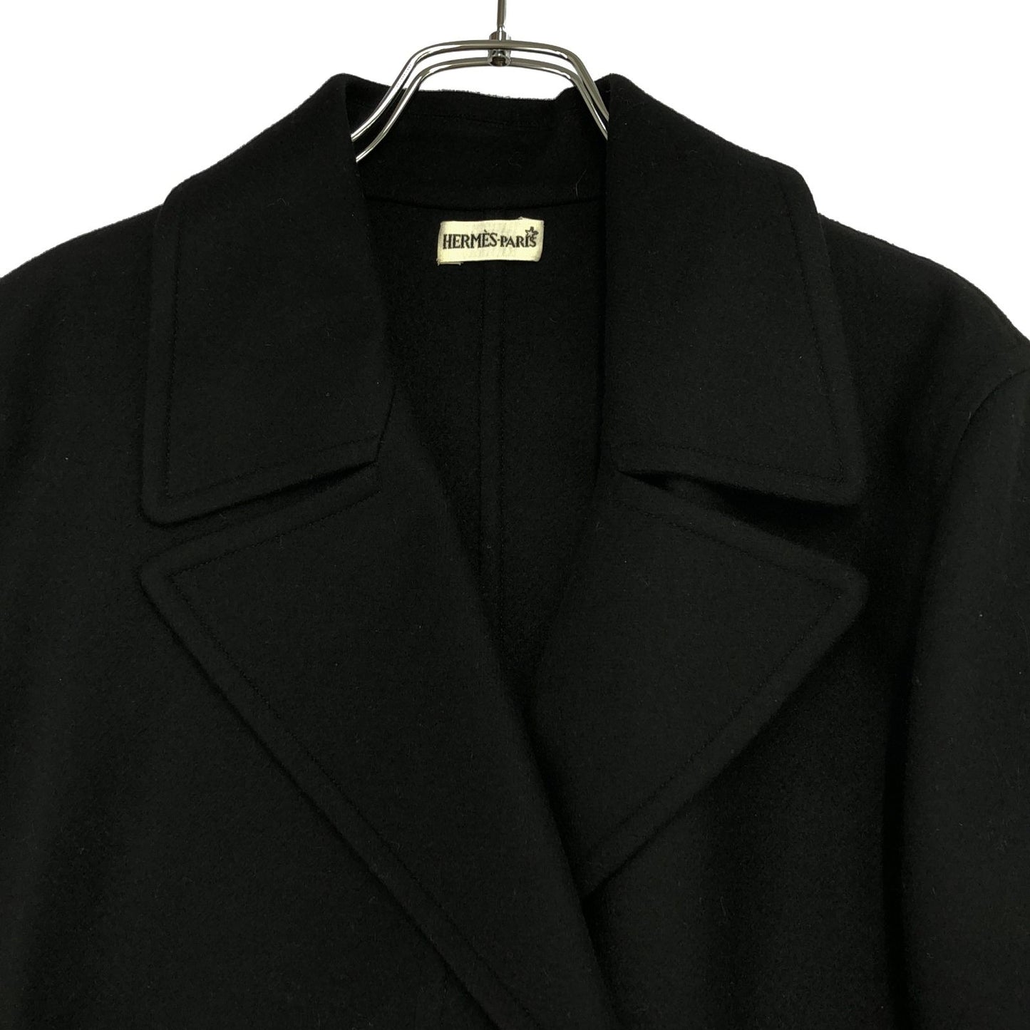 HERMES Black Cashmere Coat - Timeless Elegance